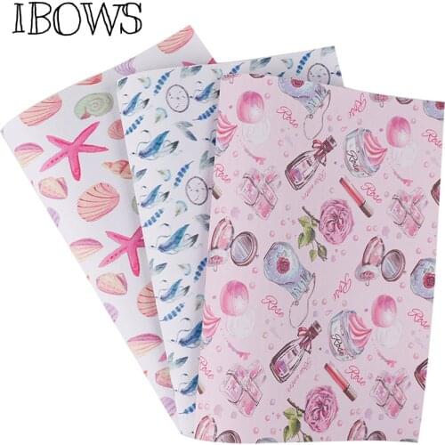 22cm*30cm Leather Fabric Sheet Cute Unicorn Starfish Printed Pu Synthetic Fabric DIY Bag Hairbows Handmade Crafts Materials