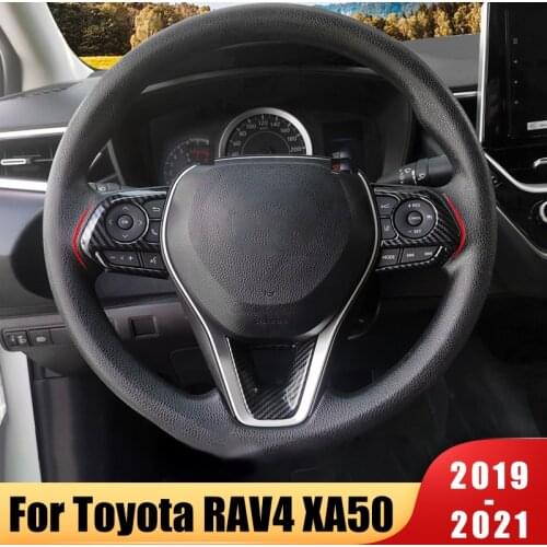 3pcs Car Steering Wheel Button Panel Trim Cover Sticker For Toyota RAV4 XA50 Corolla E210 Avalon 2019 2020 2021 Accessories