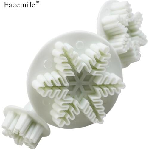 3pcs/set Plastic Snowflake Plunger Fondant Cutter Cake Tools Cookie baking decorating accessories 01095