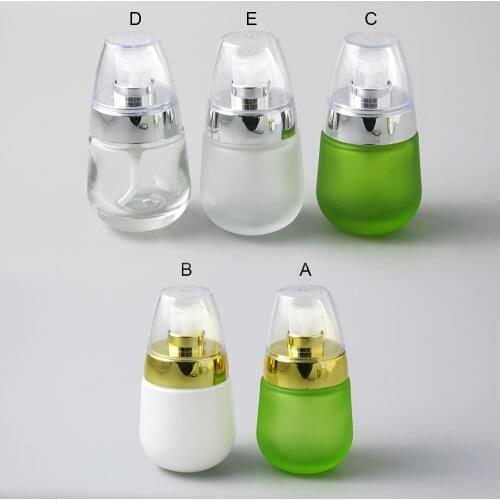 30ML Travel Clear Matte Green Glass Perfume Bottle With Lotion Cream Pump Spray Refillable Glass Fragrance Bottle 300pcs