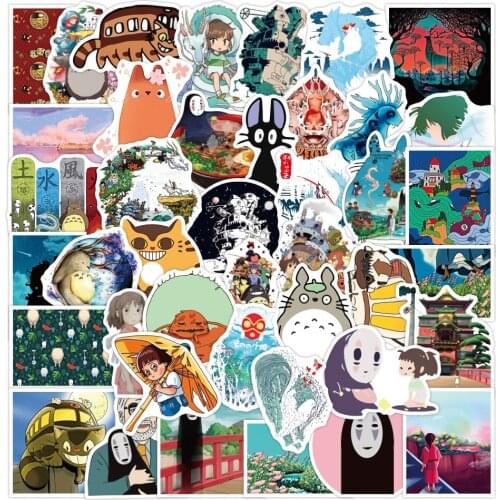 50PCS Miyazaki Hayao Anime Stickers Cartoon Stickers For DIY Luggage Laptop Refrigerator Motorcycle Decals Graffiti Sticker F4