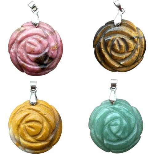Free Shipping Women Fashion Jewelry Beautiful Rhodorite MooNkaite Aventurine Tiger Eye Flower Pendant Bead 1pcs WFH737
