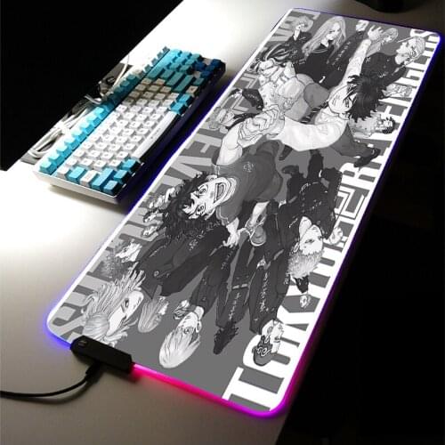 AnimeTokyo Revengers XXL large Mousepad Gaming accessories Mouse Pad RGB LED Gamer Computer Desk Pad mouse Keyboard Mouse Mat