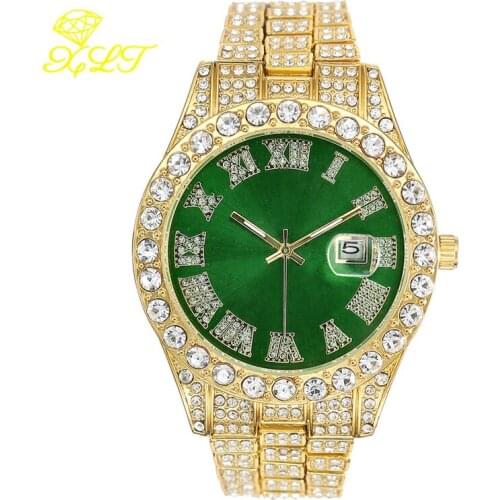 2021 Cross-border Mens Watch Fashion Alloy Band Diamond Gypsophila Calendar Quartz Watch Business Casual Quartz Mens Watch