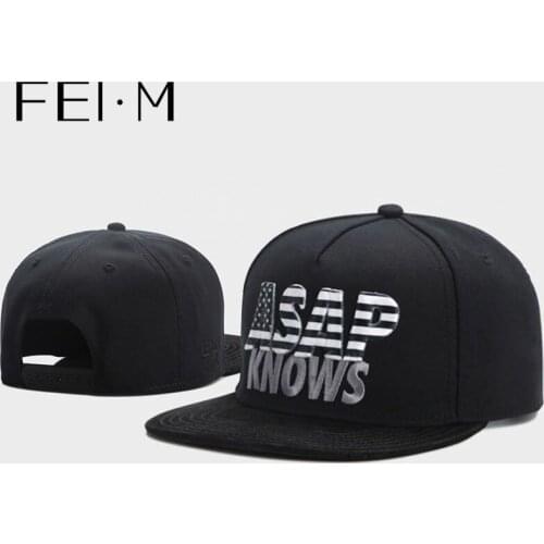 FEI M Fashion ASAP KNOWS Adjustable Snapback Cap Black Letter Baseball Cap Outdoor Adult Casual Sports Keep warm Sun Hat 3