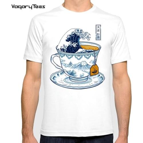 New summer Men Japanese Style Painting Art Classic T-shirts The Great Kanagawa Tea Tshirts Streetwear Ulzzang Harajuku T-Shirt