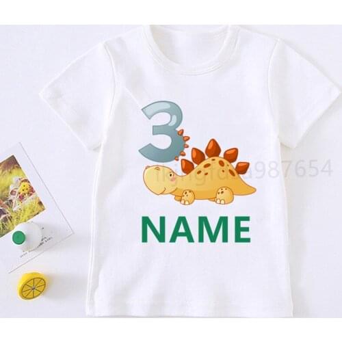 Boy Girl Dinosaur Birthday Shirt Birthday T-shirt Birthday Childrens Top T-shirt Party Shirt Dinosaur Gift Fashion