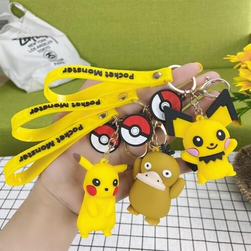 Pokemon Figures Toy Pocket Monsters Pikachu Pichu Psyduck Doll Keychain Pendant Figurines Lovely Kids Birthday Gift Gadgets