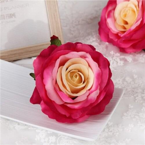 20PCS Artificial flower 9cm Rose heads party wall decor wedding Arch DIY decoration Supplies silk rose scrapbooking Craft wreath