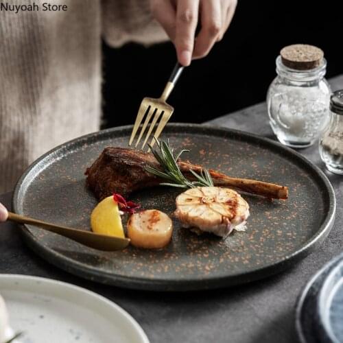 Japanese Style 10-inch Ceramic Frosted Western Food Flat Plate Special Dish Plate Restaurant Cold Dish Household Tableware