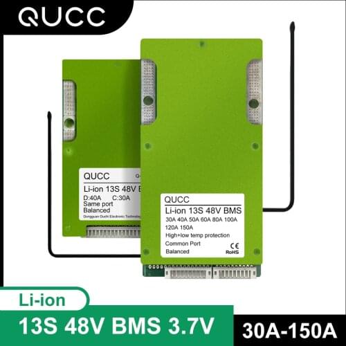 Qucc NTC BMS13S 48V 18650 26650 lithium Lithium Battery Pack Balance Board Ebike Scooter Bms 30A 40A 50A 60A 80A 100A 120A 150A