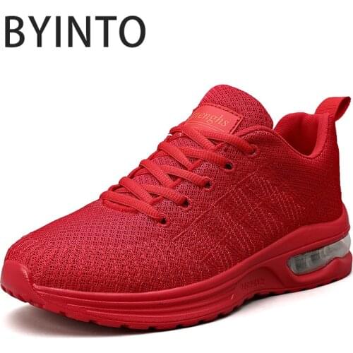 Men Sport Tennis Shoes Light Air Cushion Breathable Fly Weaving Sneakers Gym Red Male Trainers Tenis Masculino Zapatillas Hombre