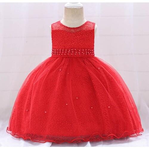 0-24M Summer Vestido Infant Beading Baptism Dress Frocks Baby Girl Dress Pageant Voile Princess Dress 1st Birthday Party dress