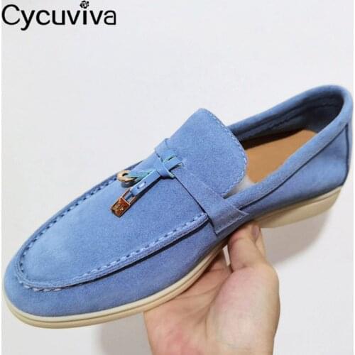 High Quality Kid Suede Men Shoes Khaki Real Leather Penny Flat Shoes Men Slip on Lazy Male Loafers Summer Walk Shoes for Men