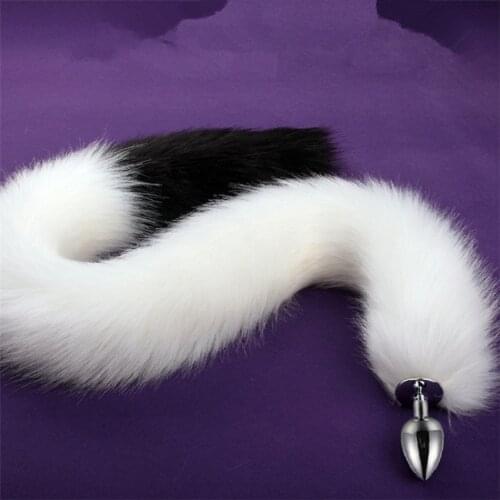 78cm Animal Cosplay Soft Fox Tail with Stainless Steel Metal Butt Plug Fetish Fantasy Couple Life Flirting Anal Plug