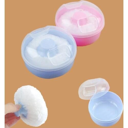 Soft Perfect Baby Face Body Cosmetic Bath Puff Sponge Container Box Powder Case Body Makeup Cosmetic Powder