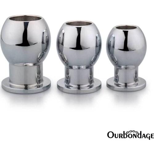 Ourbondage Stainless Steel Bowl Shape Anal Dilator SET For Woman Men Gay Douche Enema syringe Butt Plug Anal Sex Toys