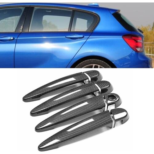 Auto Exterior Carbon Fiber Made Door Handle Cover Sticker Decorations Overlay Trim For BMW 1 Series 2007-2015