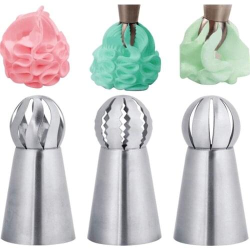 1PC/3Pcs Russian Flower Icing Piping Nozzles Tips Sphere Ball Cake Decoration Tools Kitchen Pastry Cupcake Baking Pastry Set