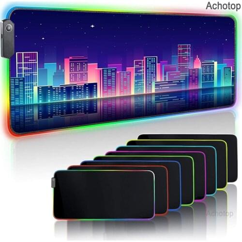 Neon Pixel Gaming Mousepad Slipmat RGB Led Setup Gamer Decoration Cool Glowing XL Mouse Mat Pc Republic of Gamers with Cable Rug