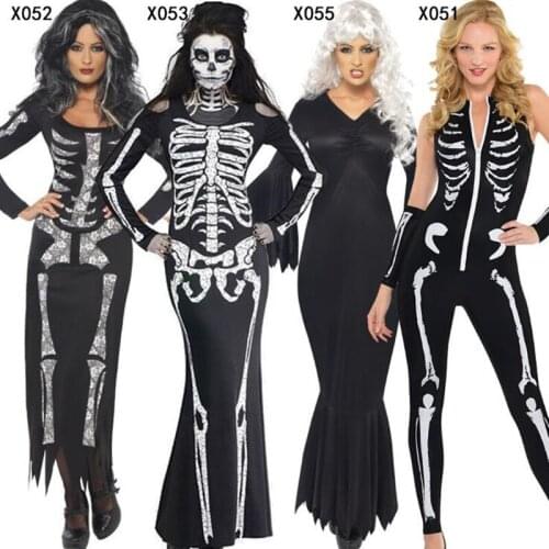 New Skeleton Costume Women Lady Cosplay Jumpsuits Costumes Halloween Carnival Fancy Dress Party Decoration
