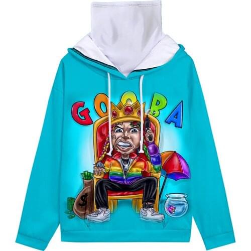 New Album GOOBA 6ix9ine 3D Hoodies Men/Women Long Sleeve Hooded Sweatshirts Hip Hop Tekashi69 Hoody Tops with Seamless Headscarf