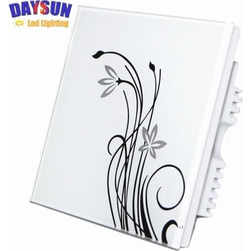 New Touch Light Switch 2gang 2way AC110V-265V Smart Touching Switch Home Light Switch Luxury White/Black Crystal Glass Panel