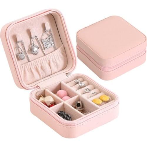 Jewelry Organizer Display Travel Jewelry Case Boxes Travel Portable Jewelry Box Leather Storage Organizer Earring Holder