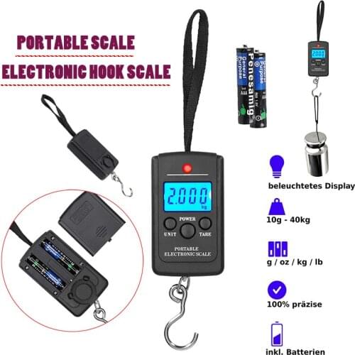 1PC Travel Portable Digital Luggage Scale Handheld Hanging Weighing 10g-40kg Mini Electronic Hook Scale Kitchen Weight Tool