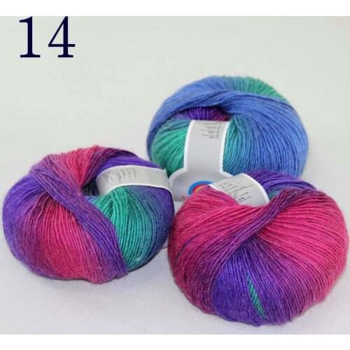 Sale Soft Cashmere Wool Colorful Rainbow Wrap Shawl DIY Hand Knit Yarn 3X50gr ball Red Purple Blue Gray 524-14-3
