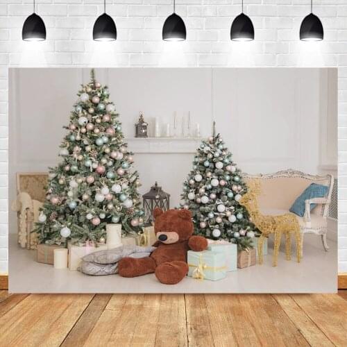 Christmas Trees Gifts Bear Elk Living Room Interior Scene New Year Party Family Shoot Photography Background Photo Backdrop