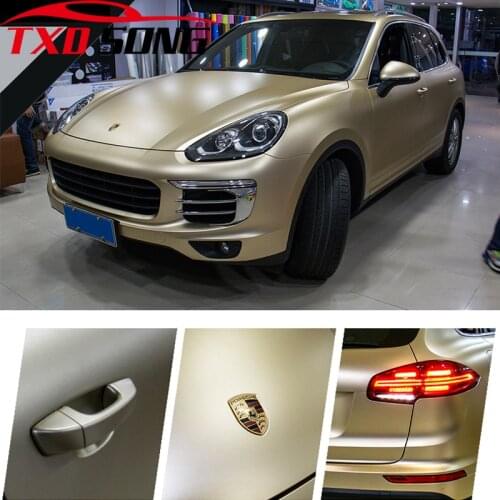Champagne Gold Matt Metallic Chrome Vinyl Film Car Wrap Foil With Air Bubble DIY Styling Satin Motorbike Scooter Sticker Decal