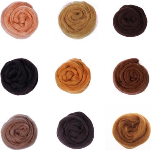 50/100g/ Basic Brown Color Series Wool Fibre Flower Animal Wool Felting Handmade Spinning DIY Craft Materials Tool Felting Wool