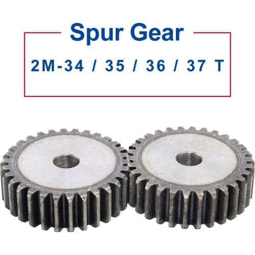 1 Piece 2M Gear 34/35/36/37 T Process Hole12mm Gear Wheel Low Carbon Steel Material High Quality pinion gear Total Height 20mm