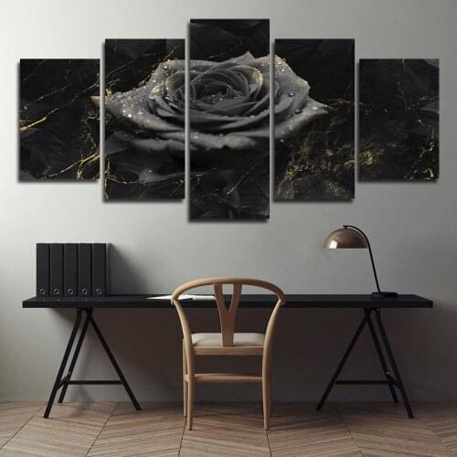 Modern Canvas Painting 5 Pieces Flower Wall Art Prints and Posters Black Rose Canvas Picture Nordic Home Wall Decor Painting