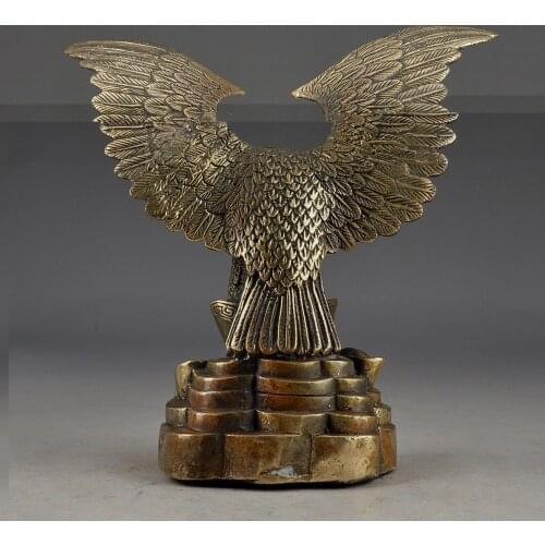 OLD CHINESE VINTAGE BRASS HANDWORK HAMMERED WEALTH SUCCEED EAGLE STATUES STATUE WHOLESALE FACTORY BRASS ARTS OUTLETS