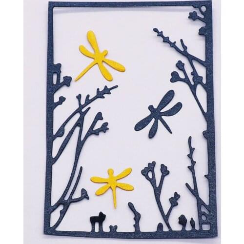Dragonflies Frame Metal Cutting Dies DIY Scrapbooking Album Cards Craft Embossing Making Template Stencil Slimline Die