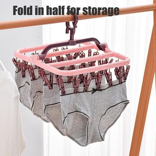 Multi-Clip Clothes Hanger Rack Foldable Household Clothes Drying Rack Student Child Clip Hanging Clothes Rack Clothes Hanger