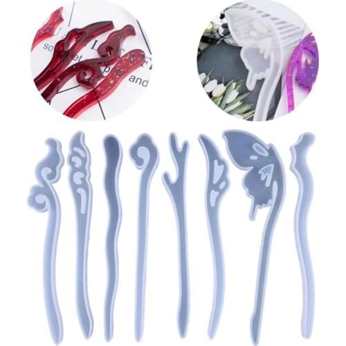 Women Headdress DIY Epoxy Resin Mold Set Silicone Hairpin Mould Girls Hair Jewelry Making Molds