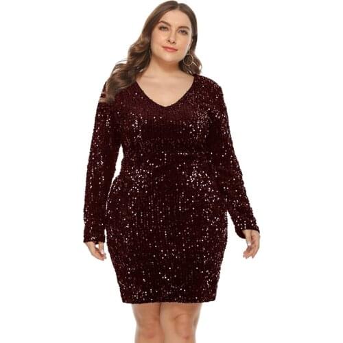 Women Sexy V Neck Solid Sequined Stitching Shining Club Sheath Long Sleeved Mini Dress Women Vestidos De Fiesta Robe Femme
