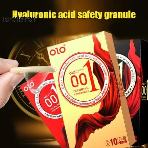 0.01 Ultra-thin Condom for men long sex OLO Hyaluronic Acid sex delay dotted sleeve for penis condoms 10pcs/box