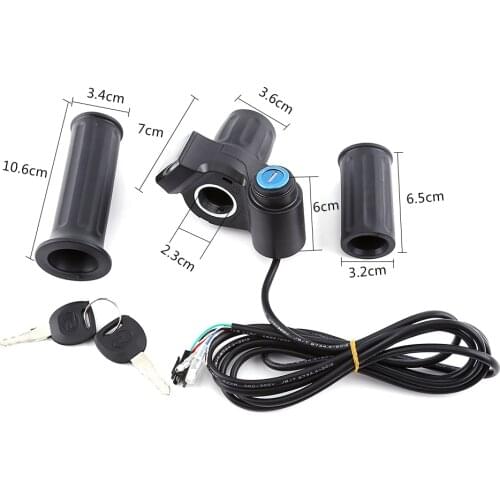 1 Pair 12V-99V Electric Bike Half Wrist Throttle Handle LED Voltage Power Display Key Knock Lockable Turnable Power Handlebars