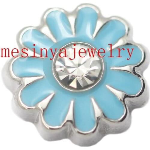 10pcs light blue daisy floating charms for glass locket Min amount $15 per order mixed items, FC-322