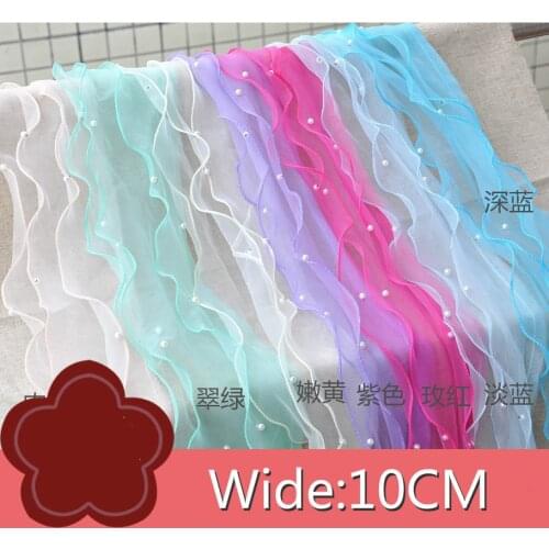 Wide 10CM Modern Organza multi-color Handmade DIY dress wedding accessories skirt lengthened dress neckline lace Yarn fabric