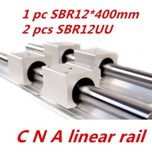 12mm linear rail SBR12 L 400mm support rails 1 pcs + 2 pcs SBR12UU blocks for CNC for 12mm linear shaft support rails