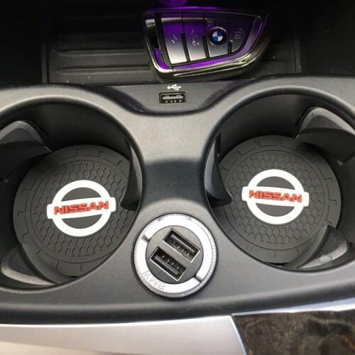 2pcs Fashion New car coaster water cup slot non-slip mat For Nissans Juke Tiida Teana GTR GTR 350Z 370Z 240SX Car Accessories