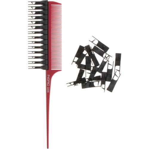 2pcs Salon Weaver Highlighting Hair Combs Coloring Dye Brush with Different Size Replacement Hooks Set Perfect For Highlights