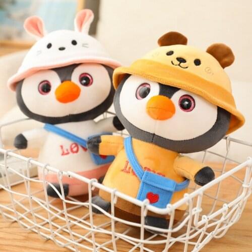2021 Cute Antarctic Penguin Doll Animal Soft Stuffed Plush Toy Hooded Fruit Penguin Children Bed Sleeping For Girls Adults Gift