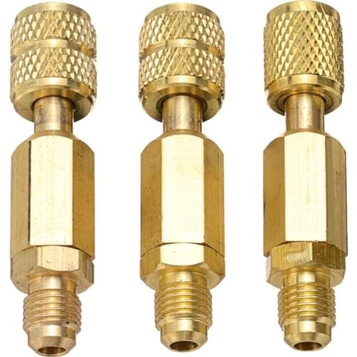 3pcs New 3 Color R410A Valves Refrigerant Retention Control Straight Ball Valves AC Charging Adapter Hoses Brass Valve Mayitr