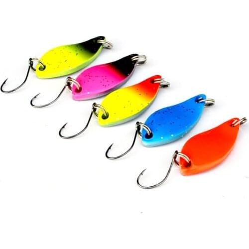 5pcs/Lot 5g 3cm Metal Spoon Fishing Lure Hard Baits Mixed Colours Isca Artificial Trout Lure Fishing Accessories